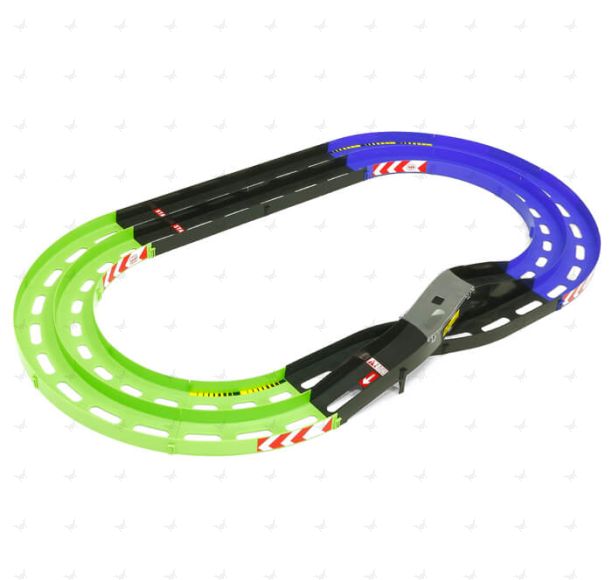Mini 4WD Oval Home Circuit with Lane Change (Light Green/Blue) (2-lane, 216 x 120cm when assembled)
