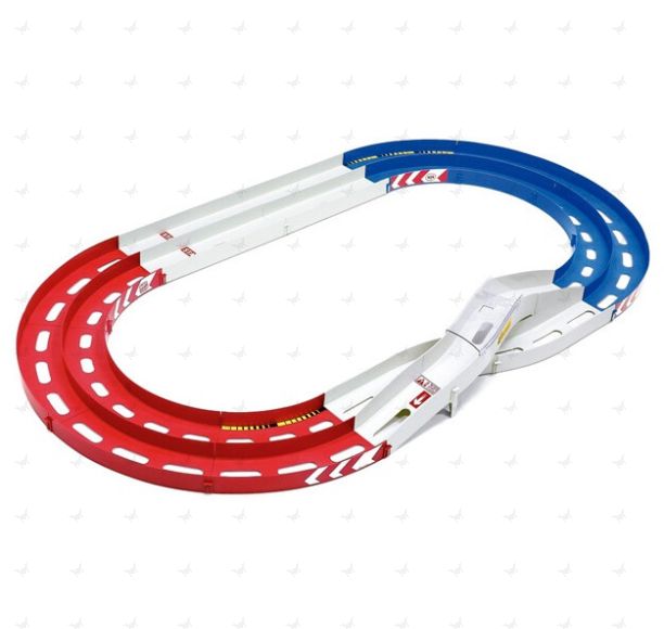 Mini 4WD Oval Home Circuit with Lane Change (Red/White/Blue) (2-lane, 216 x 120cm when assembled)