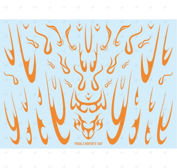 Tribal Decals 3 Orange (14cm x 10cm) (1 sheet)