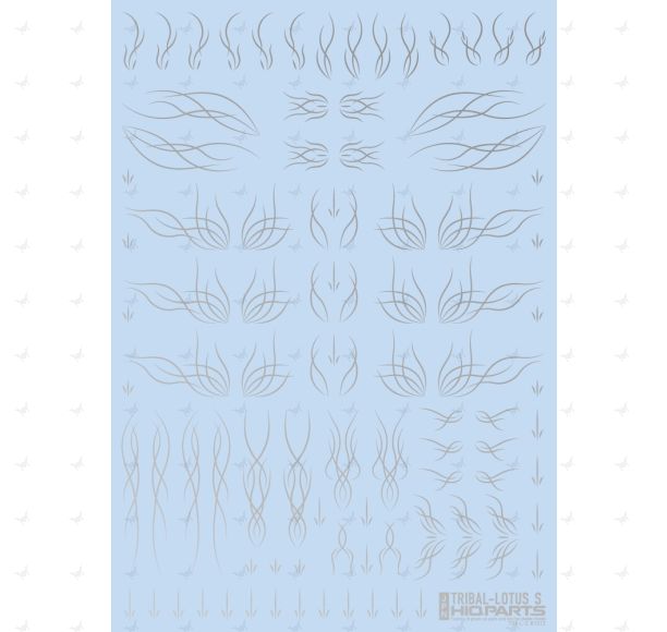 Tribal Lotus Decals S Silver (110mm x 156mm) (1 sheet)